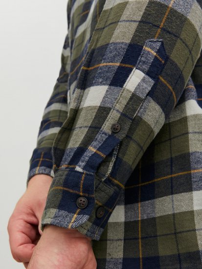 Jack & Jones JOROWEN CHECK COMFORT Shirt Olive - Chemises - Chemises Grandes Tailles Hommes