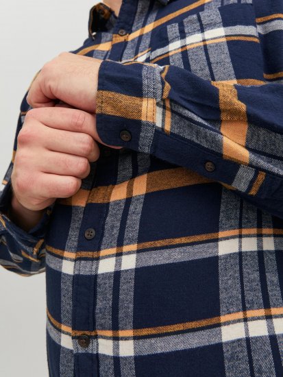 Jack & Jones JOROWEN CHECK COMFORT Shirt Navy - Chemises - Chemises Grandes Tailles Hommes