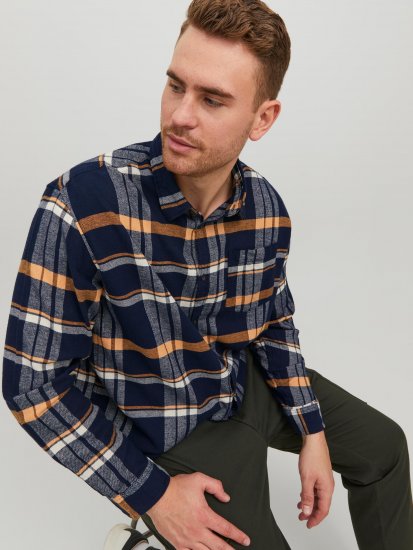 Jack & Jones JOROWEN CHECK COMFORT Shirt Navy - Chemises - Chemises Grandes Tailles Hommes