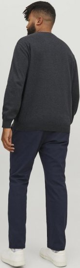Jack & Jones BASIC Knitted Sweater Dark Grey Melange - Sweatshirts & hoodies - Sweatshirts/Hoodies grande taille homme