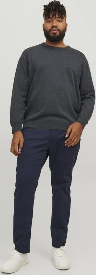 Jack & Jones BASIC Knitted Sweater Dark Grey Melange - Sweatshirts & hoodies - Sweatshirts/Hoodies grande taille homme