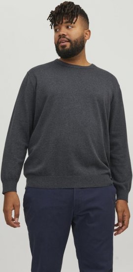 Jack & Jones BASIC Knitted Sweater Dark Grey Melange - Sweatshirts & hoodies - Sweatshirts/Hoodies grande taille homme