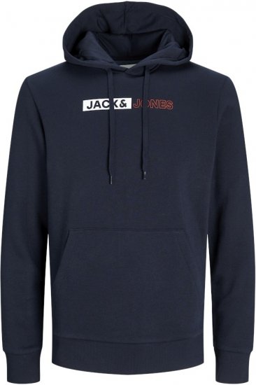 Jack & Jones CORP LOGO PLAY 5 Print Hoodie Navy Blazer - Sweatshirts & hoodies - Sweatshirts/Hoodies grande taille homme