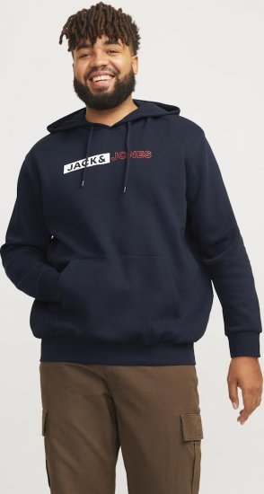 Jack & Jones CORP LOGO PLAY 5 Print Hoodie Navy Blazer - Sweatshirts & hoodies - Sweatshirts/Hoodies grande taille homme
