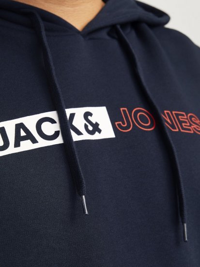 Jack & Jones CORP LOGO PLAY 5 Print Hoodie Navy Blazer - Sweatshirts & hoodies - Sweatshirts/Hoodies grande taille homme