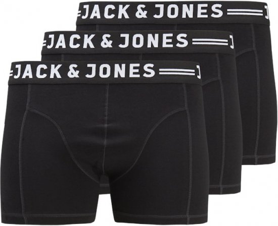 Jack & Jones SENSE Trunks 3-Pack Black - Sous-vêtements & bain - Sous-vêtements Grande Taille