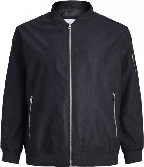 Jack & Jones ROCKY Faux Suede Bomber Jacket Jet Black - Vestes - Vestes homme grandes tailles