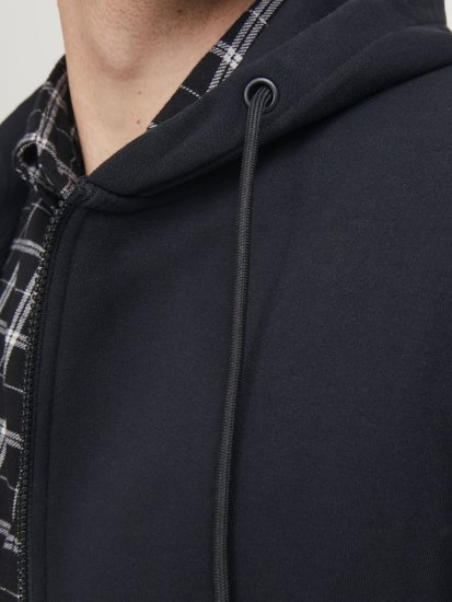Jack & Jones BRADLEY Zip Hoodi Black - Sweatshirts & hoodies - Sweatshirts/Hoodies grande taille homme