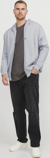 Jack & Jones BRADLEY Zip Hoodie Light Grey Melange - Sweatshirts & hoodies - Sweatshirts/Hoodies grande taille homme