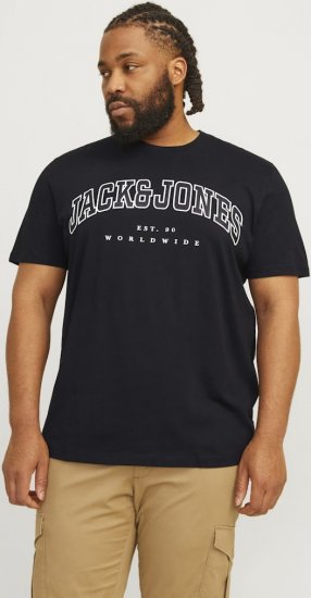 Jack & Jones CALEB VARSITY O-Neck T-Shirt Black - T-shirts - T-shirts Homme Grande Taille