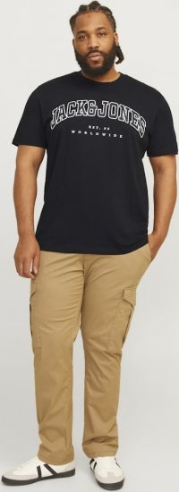 Jack & Jones CALEB VARSITY O-Neck T-Shirt Black - T-shirts - T-shirts Homme Grande Taille