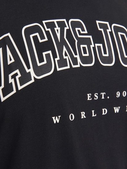 Jack & Jones CALEB VARSITY O-Neck T-Shirt Black - T-shirts - T-shirts Homme Grande Taille