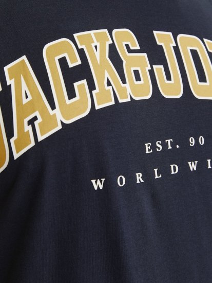 Jack & Jones CALEB VARSITY O-Neck T-Shirt Navy Blazer - T-shirts - T-shirts Homme Grande Taille