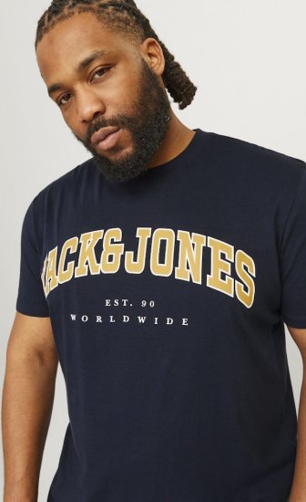 Jack & Jones CALEB VARSITY O-Neck T-Shirt Navy Blazer - T-shirts - T-shirts Homme Grande Taille