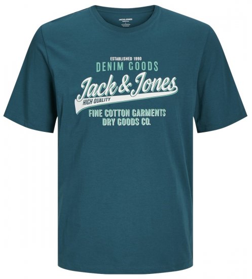 Jack & Jones JJELOGO O-Neck T-Shirt Deep Teal - T-shirts - T-shirts Homme Grande Taille