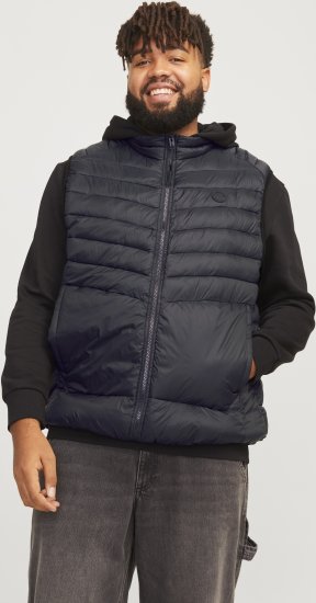 Jack & Jones SPRINT BODYWARMER With Collar Black - Vestes - Vestes homme grandes tailles