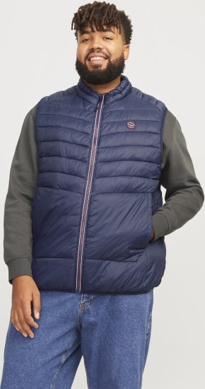 Jack & Jones SPRINT True Red Stitches BODYWARMER Navy Blazer - Vestes - Vestes homme grandes tailles