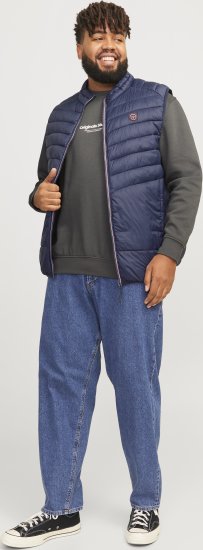 Jack & Jones SPRINT True Red Stitches BODYWARMER Navy Blazer - Vestes - Vestes homme grandes tailles