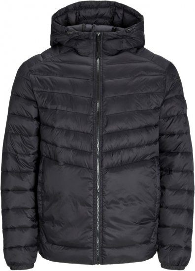 Jack & Jones SPRINT Quilted Hooded Jacket Black - Vestes - Vestes homme grandes tailles