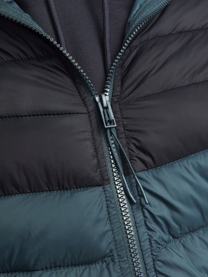 Jack & Jones SPRINT Black Blocking Quilted Hooded Jacket Turquoise Blue - Vestes - Vestes homme grandes tailles