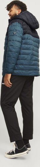 Jack & Jones SPRINT Black Blocking Quilted Hooded Jacket Turquoise Blue - Vestes - Vestes homme grandes tailles