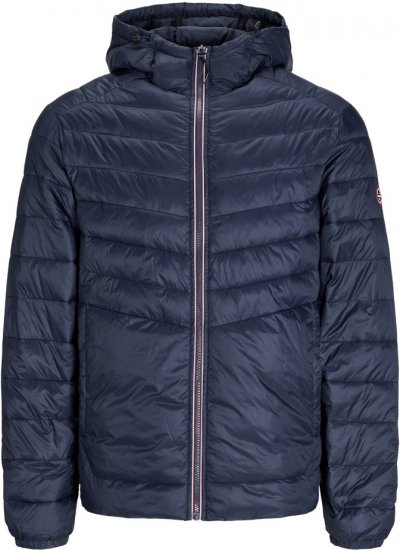 Jack & Jones SPRINT Red Stitches Quilted Hooded Jacket Navy Blazer - Vestes - Vestes homme grandes tailles