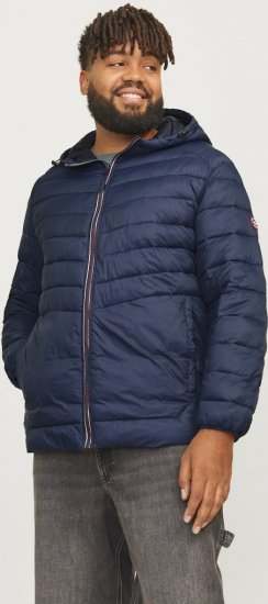 Jack & Jones SPRINT Red Stitches Quilted Hooded Jacket Navy Blazer - Vestes - Vestes homme grandes tailles