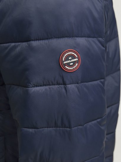 Jack & Jones SPRINT Red Stitches Quilted Hooded Jacket Navy Blazer - Vestes - Vestes homme grandes tailles