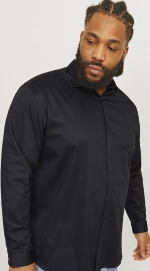 Jack & Jones ARMA LS Shirt Black - Chemises - Chemises Grandes Tailles Hommes