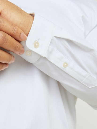 Jack & Jones ARMA LS Shirt White - Chemises - Chemises Grandes Tailles Hommes