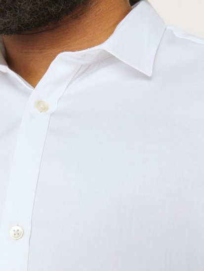 Jack & Jones ARMA LS Shirt White - Chemises - Chemises Grandes Tailles Hommes