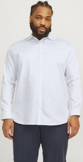 Jack & Jones ARMA LS Shirt White - Chemises - Chemises Grandes Tailles Hommes