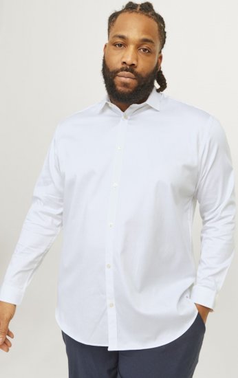 Jack & Jones ARMA LS Shirt White - Chemises - Chemises Grandes Tailles Hommes