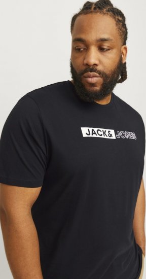 Jack & Jones CORP Logo Play 5 T-Shirt Black - T-shirts - T-shirts Homme Grande Taille