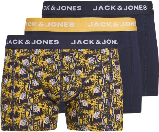 Jack & Jones SKULLROCK Trunks 3-Pack Navy Blazer - Sous-vêtements & bain - Sous-vêtements Grande Taille