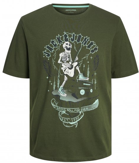 Jack & Jones JJSKULL ROCK T-Shirt Kombu Green - T-shirts - T-shirts Homme Grande Taille
