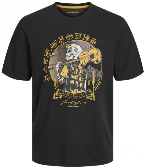 Jack & Jones JJSKULL ROCK T-Shirt Black - T-shirts - T-shirts Homme Grande Taille
