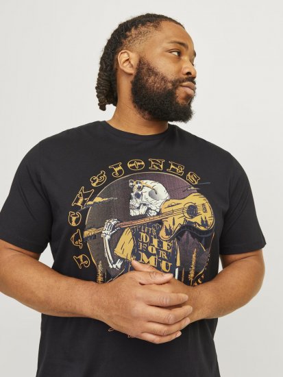 Jack & Jones JJSKULL ROCK T-Shirt Black - T-shirts - T-shirts Homme Grande Taille