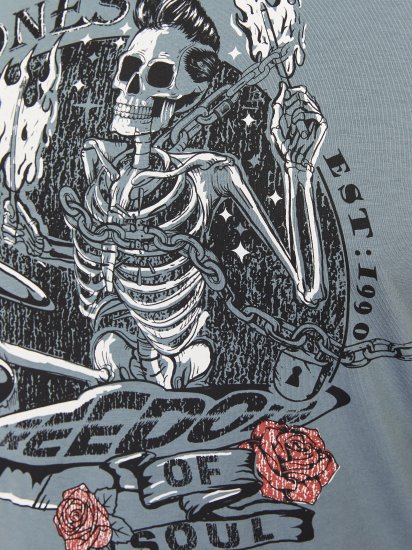 Jack & Jones JJSKULL ROCK T-Shirt Goblin Blue - T-shirts - T-shirts Homme Grande Taille
