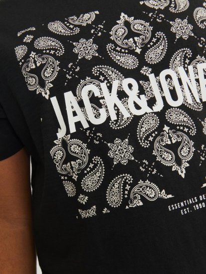 Jack & Jones JJPAISLEY T-Shirt Black - T-shirts - T-shirts Homme Grande Taille