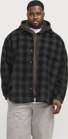Jack & Jones ZAC BRUSHED Long Sleeve OVERSHIRT Grey - Chemises - Chemises Grandes Tailles Hommes
