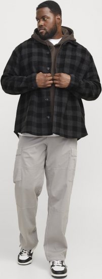 Jack & Jones ZAC BRUSHED Long Sleeve OVERSHIRT Grey - Chemises - Chemises Grandes Tailles Hommes