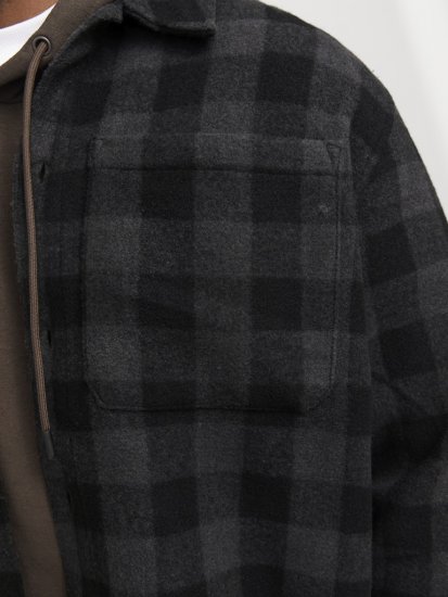 Jack & Jones ZAC BRUSHED Long Sleeve OVERSHIRT Grey - Chemises - Chemises Grandes Tailles Hommes