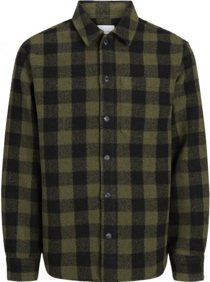 Jack & Jones ZAC Brushed Long Sleeve Overshirt Green - Chemises - Chemises Grandes Tailles Hommes