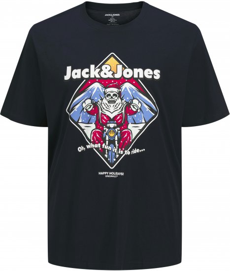 Jack & Jones XMAS Christmas Skull T-Shirt Navy - T-shirts - T-shirts Homme Grande Taille