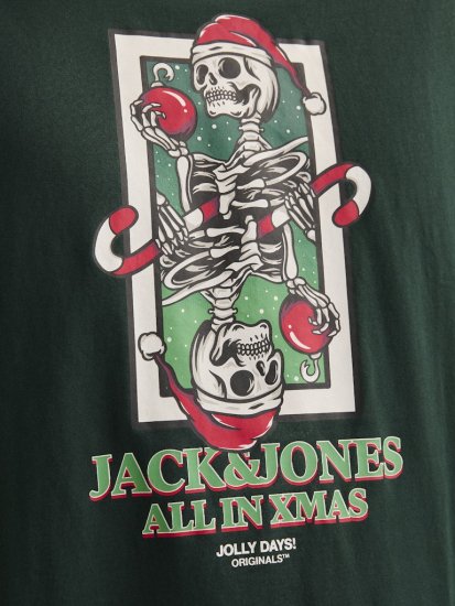 Jack & Jones XMAS Christmas Skull T-Shirt Dark Slate Grey - T-shirts - T-shirts Homme Grande Taille