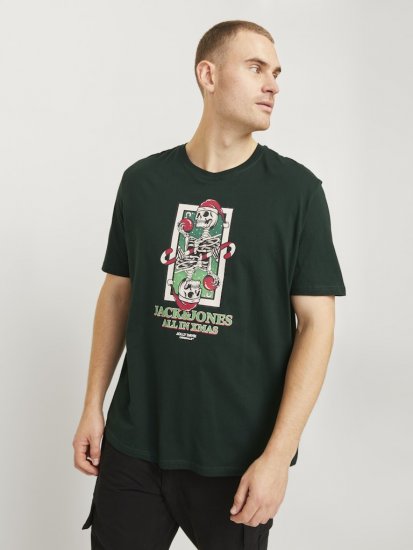 Jack & Jones XMAS Christmas Skull T-Shirt Dark Slate Grey - T-shirts - T-shirts Homme Grande Taille