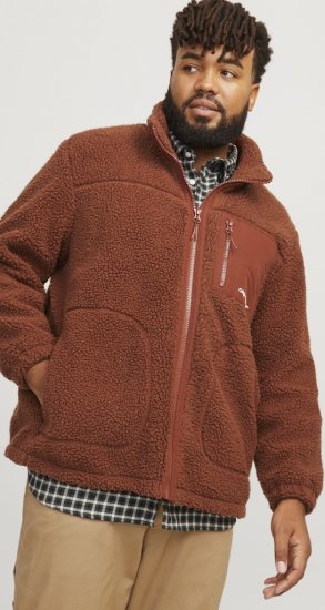 Jack & Jones ESTERBRO High Collar Teddy Jacket Brandy Brown - Vestes - Vestes homme grandes tailles