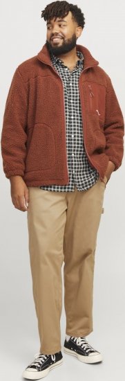 Jack & Jones ESTERBRO High Collar Teddy Jacket Brandy Brown - Vestes - Vestes homme grandes tailles