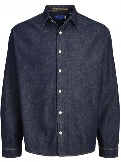 Jack & Jones Norrebro Denim Long Sleeve Shirt Dark Blue Denim - Chemises - Chemises Grandes Tailles Hommes